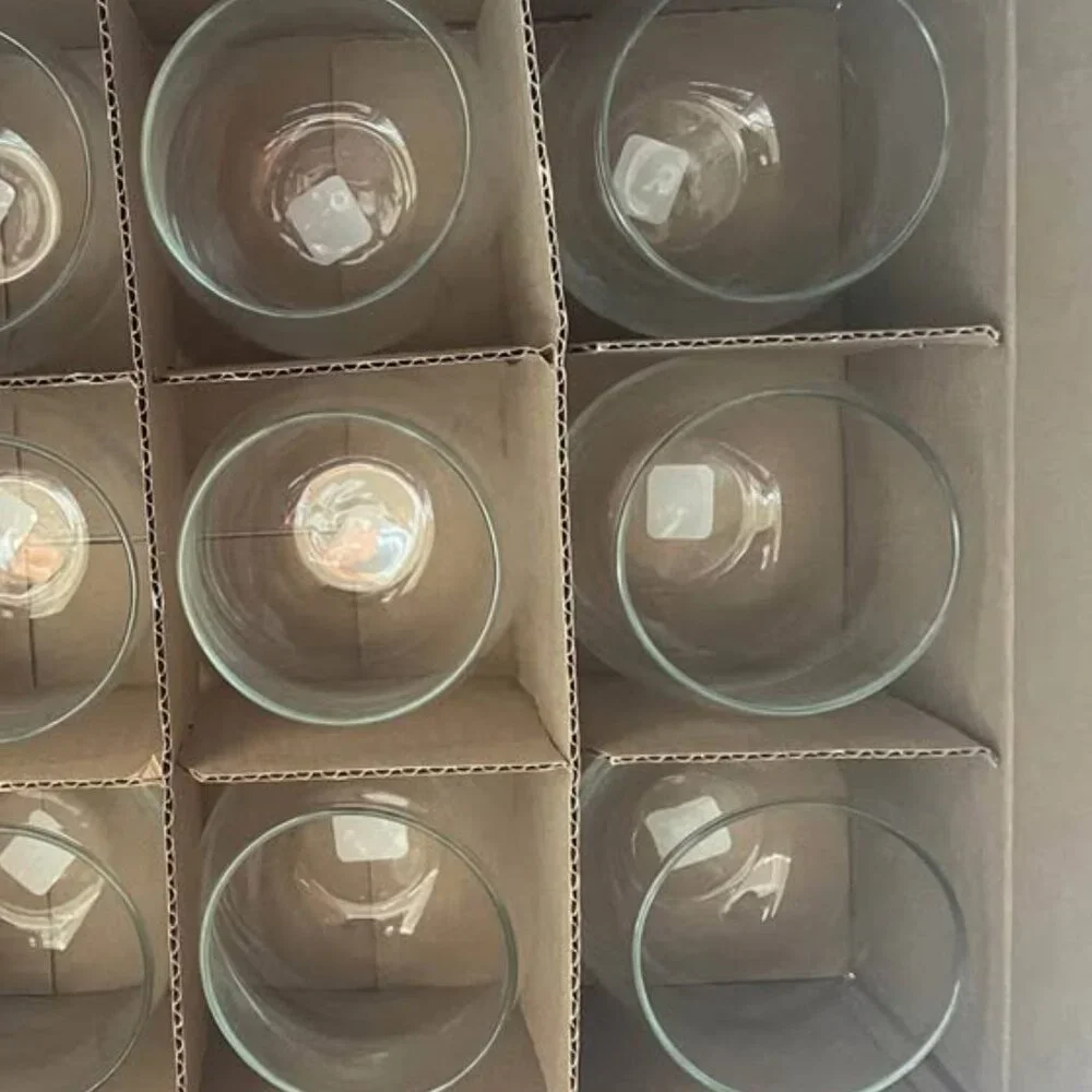 Crate & Barrel Stemless Wine Glasses Clear Glass set of 6 Entertaining Classic